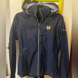 Navy and Gold Notre Dame Columbia Rain Jacket